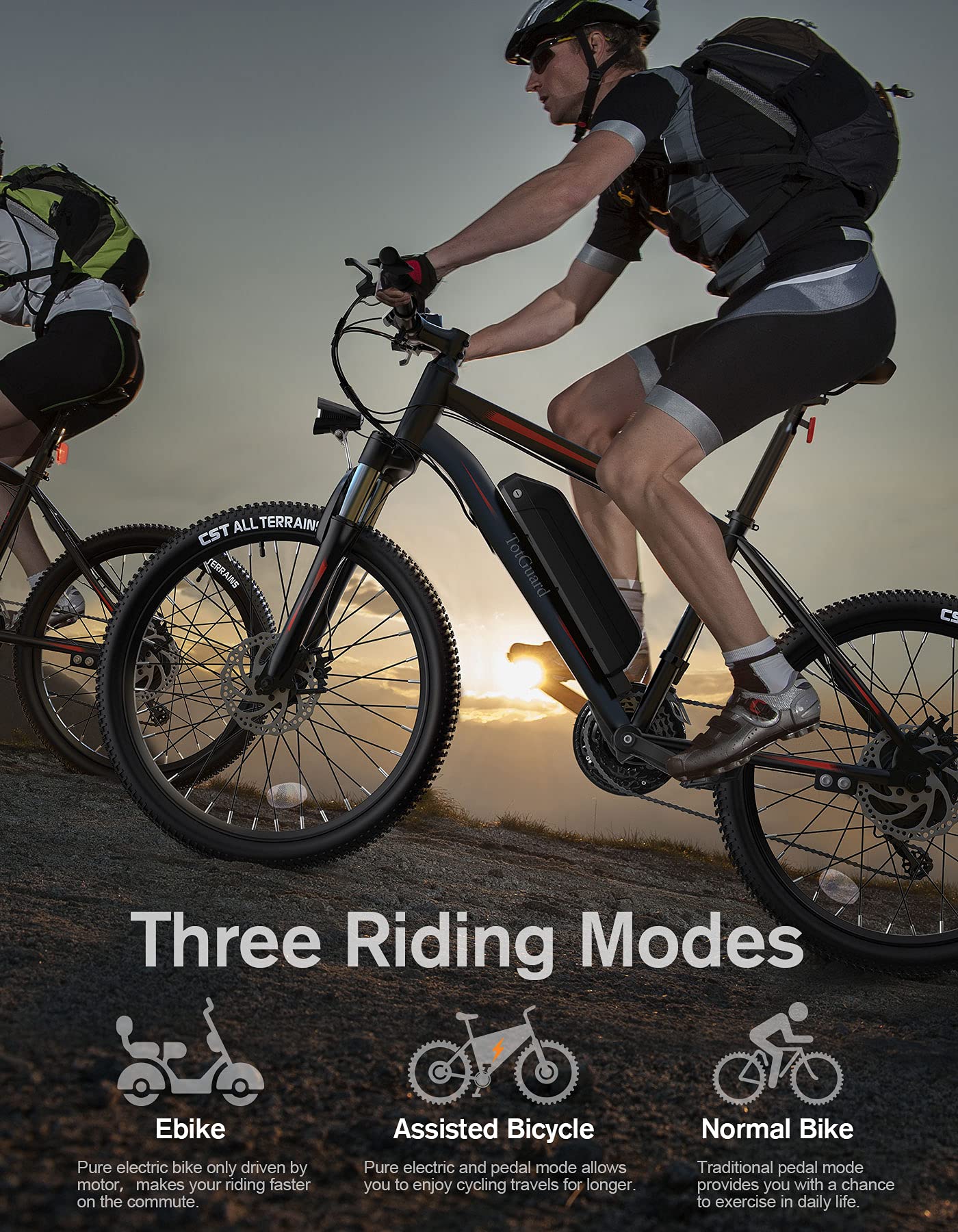 Totguard Electric Bike, Bike For Adults 26'' Ebike With 350W Motor, 19.8Mph Mountain Lockable Suspension Fork, Removable 36V/10.