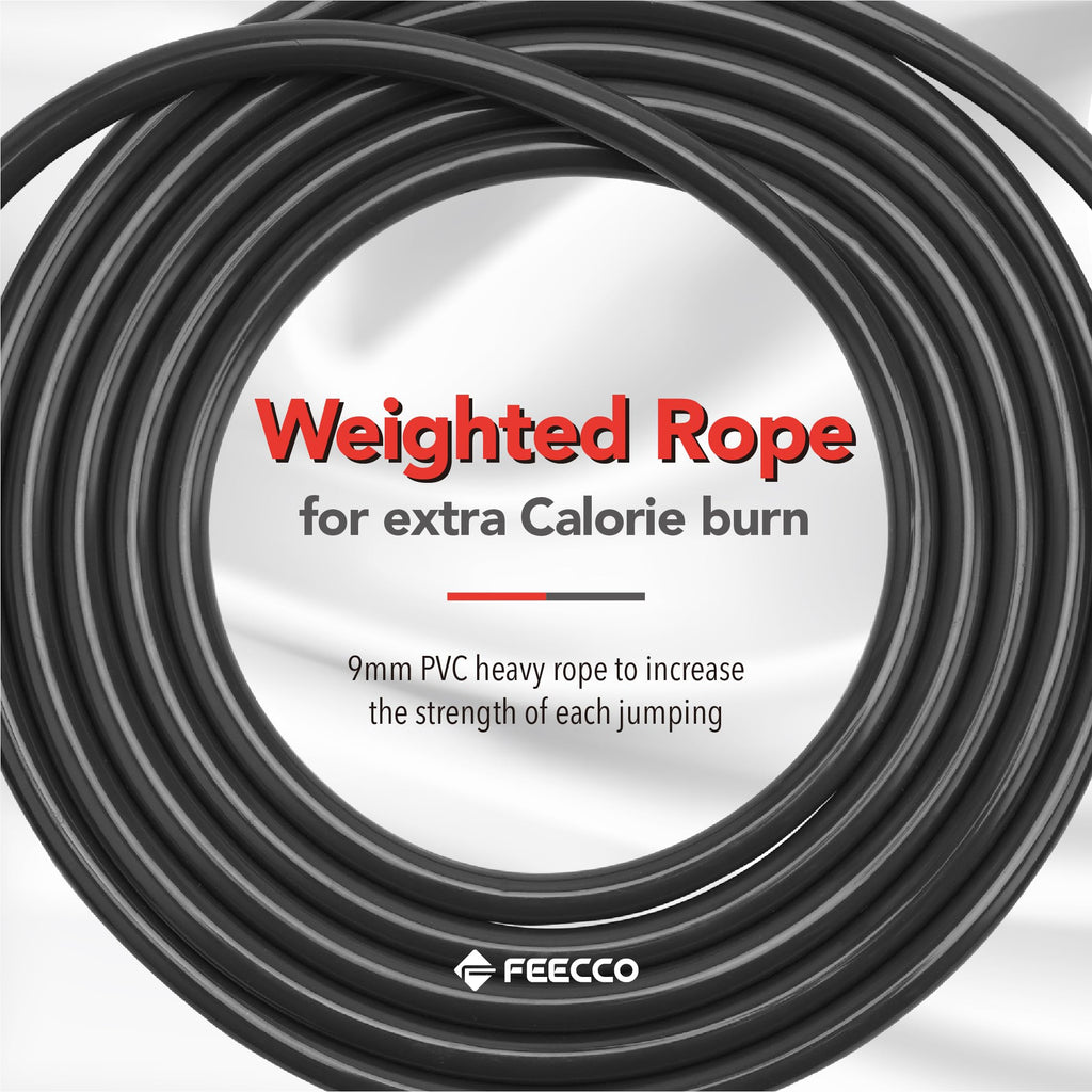 Feecco Weighted Jump Rope, 1Lb Heavy Jump Ropes With Adjustable Pvc Rope For Boxing, Muay Thai Training, Fitness, Crossfit Worko