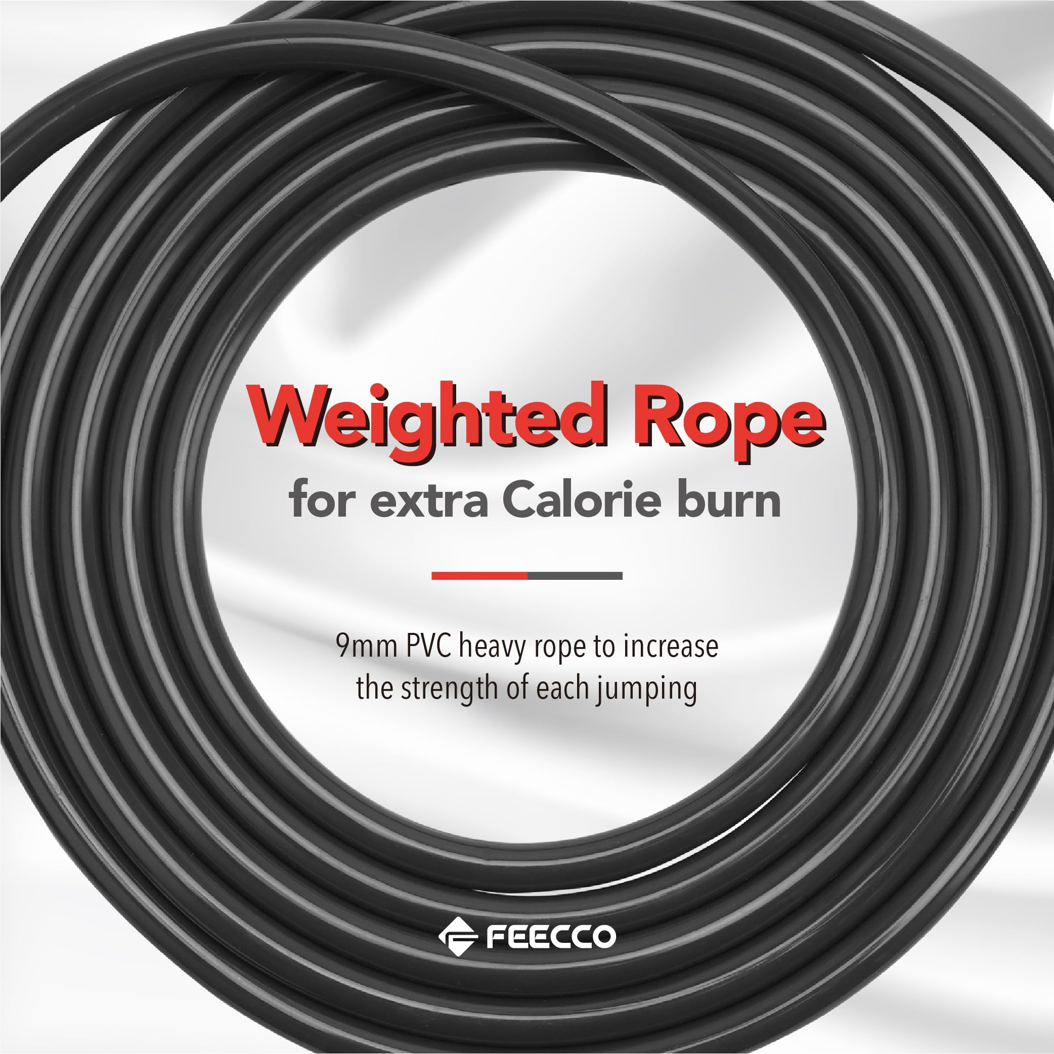 Feecco Weighted Jump Rope, 1Lb Heavy Jump Ropes With Adjustable Pvc Rope For Boxing, Muay Thai Training, Fitness, Crossfit Worko