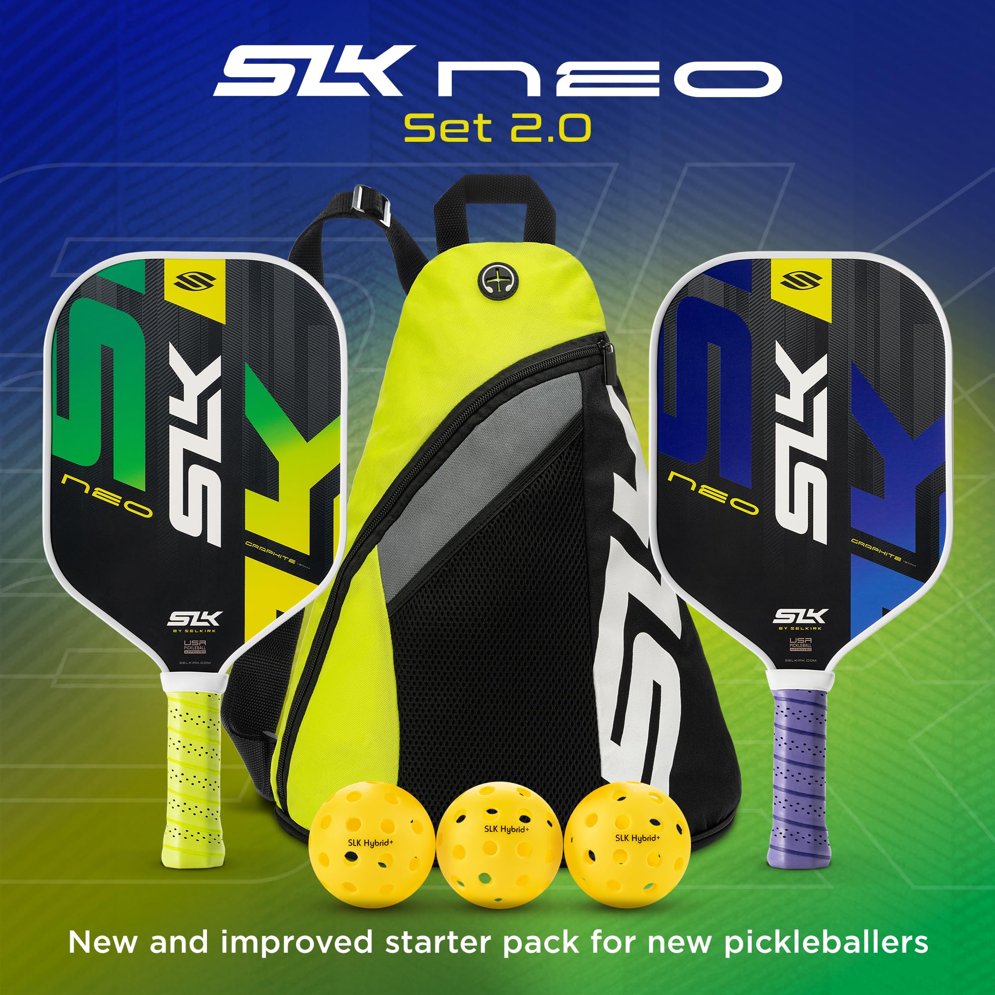 Slk Neo 2.0 By Selkirk Pickleball Paddle  Features A Graphite Face, Sx4 Honeycomb Core, And Spinflex Textured Surface For Tracti