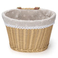 CXWXC Bike Basket - Front Bicycle Bike Basket for Girls Women - Handmade Woven Wicker Bike Baskets with Liner Detachable, Adjust