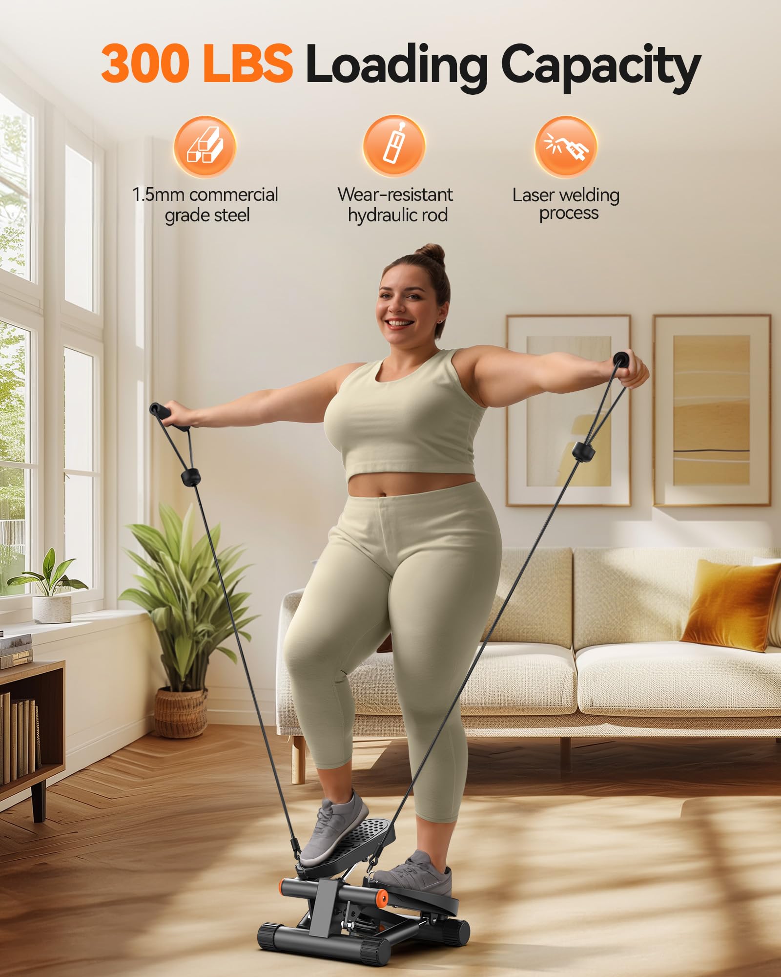 Niceday Steppers For Exercise, Stair Stepper With Resistance Bands, Mini Stepper With 300Lbs Loading Capacity, Hydraulic Fitness