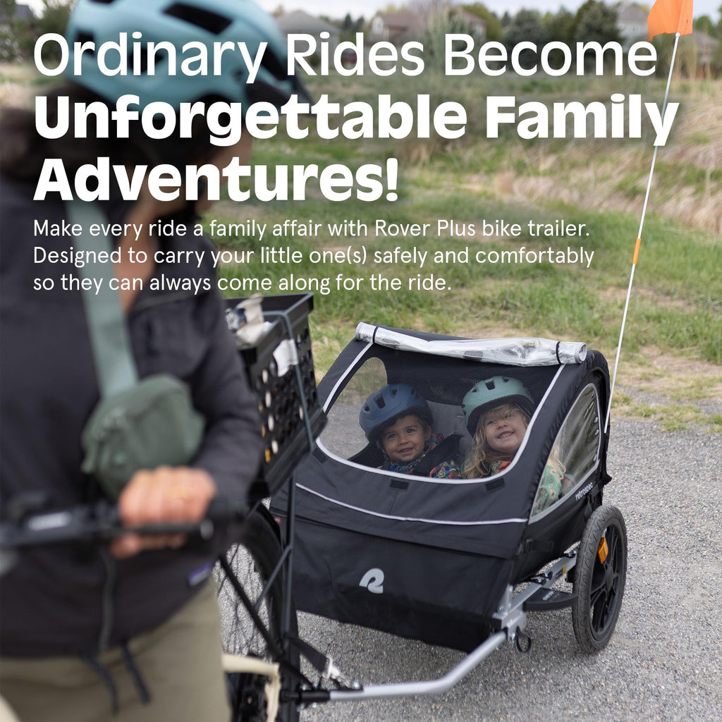 Retrospec Rover Plus Bike Trailer for Kids - Foldable Single/Double Passenger Design with 5-Point Safety Harness, Weather-Resist