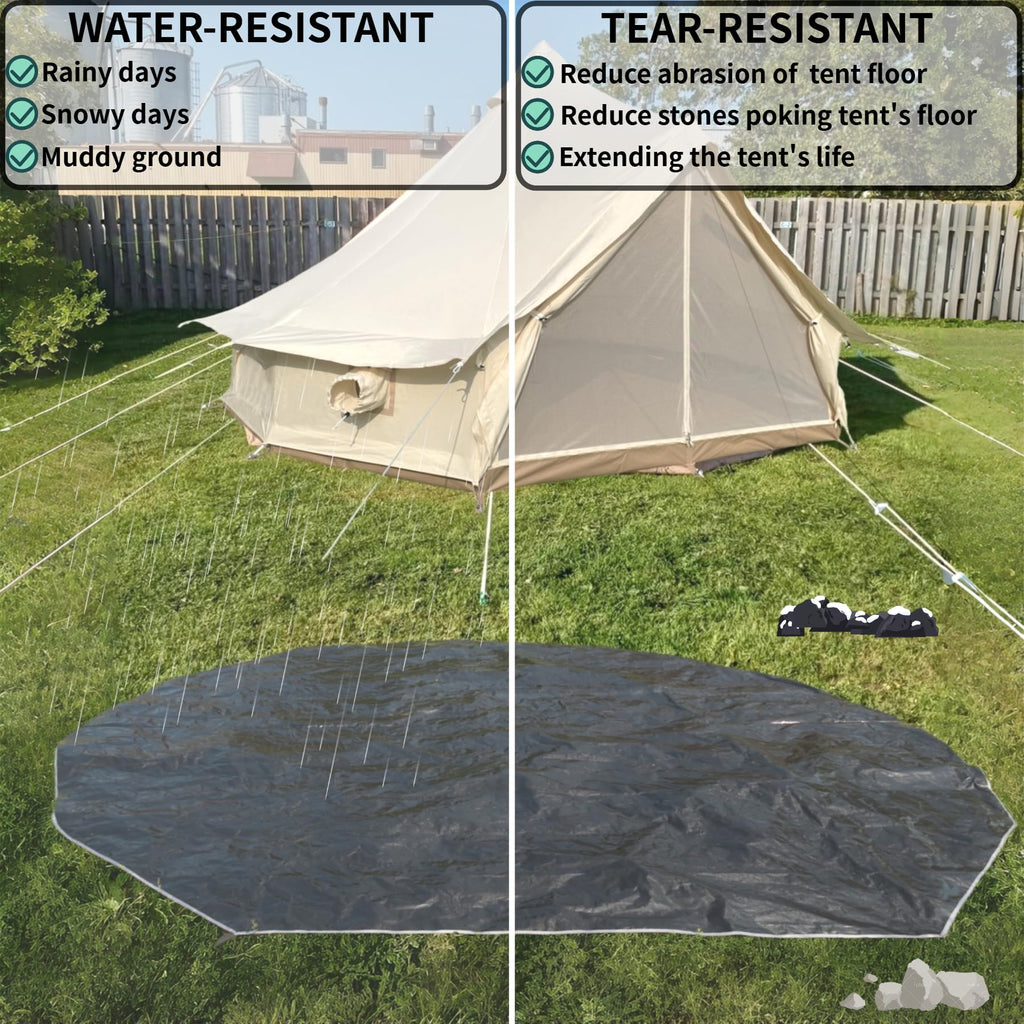 Danchel Outdoor B5Pro Bell Tent Footprint, 3M/9.8Ft Waterproof Round Tarp Ground Sheet For Canvas Yurt Tent Floor Protector Camp