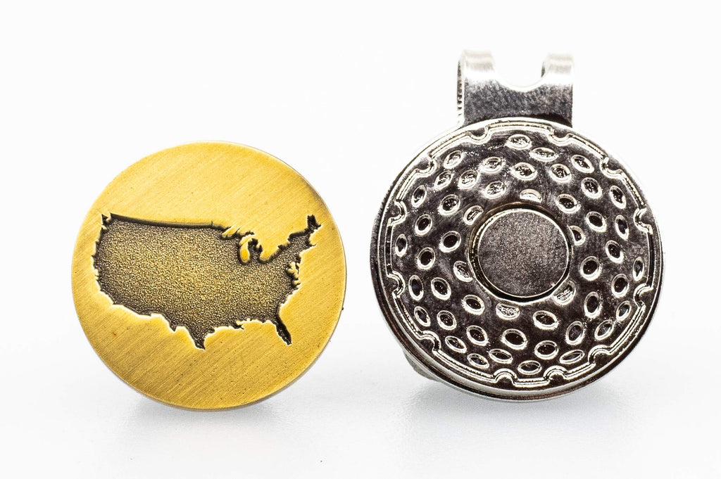 Full Metal Markers Usa American Silhouette Unique Magnetic Metal Golf Ball Marker With Hat Clip