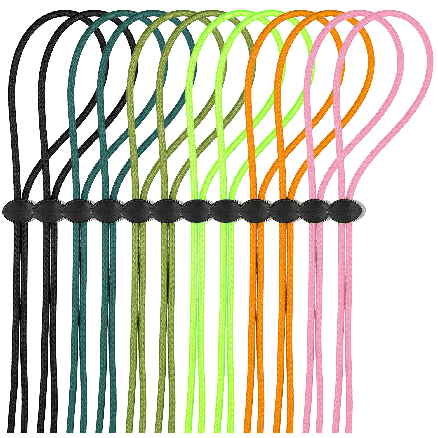 Frienda 12 Sets Bungee Cord Strap Kit, Includes Adjustable Replacement Swimming Goggle Strap Goggle Bungee Strap With Cord Lock 