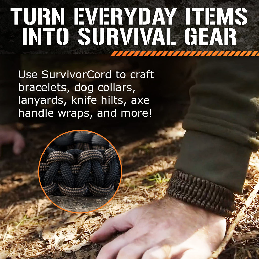 Survivorcord Paracord - From Titan Survival - Patented 620Lb Strength 550 Military Paracord With 3 Strands - Heavy Duty 550 Hank