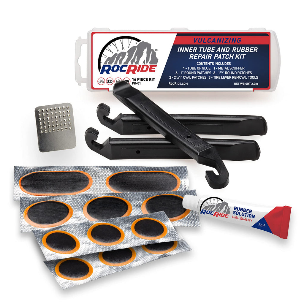 Rocride 16-Pc Inner Tube Patch Bicycle Repair Kit. Also For Inflatable Dinghies, Atvs, Bmx And Motorcycles.