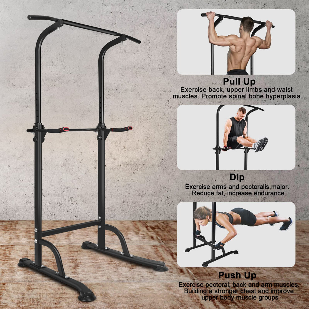 Kl Klb Sport Power Tower Workout Dip Station Pull Up Bar Height Adjustable Multi-Function Dip Stand For Home Gym Strength Traini