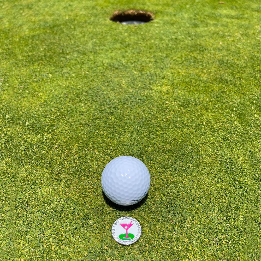 Giggle Golf Magnetic Colored Ball Marker Clip With A Bling Golf Ball Marker  Great Golf Gift For Women (19Th Hole)