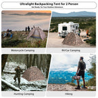 Geertop Lightweight Backpacking Tent 4 Season Ultralight Waterproof Camping Tent Double Layer Easy Setup Tent For Outdoor Huntin