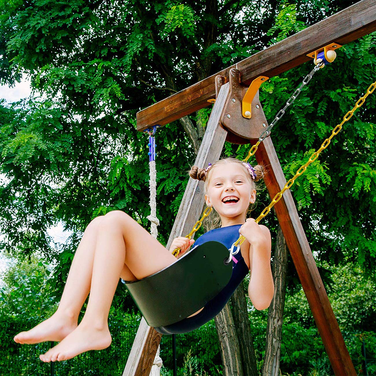 Sunnyglade 2Pcs Swings Seats Heavy Duty With 66'' Chain, Playground Swing Set Accessories Replacement With Snap Hooks, Support 2