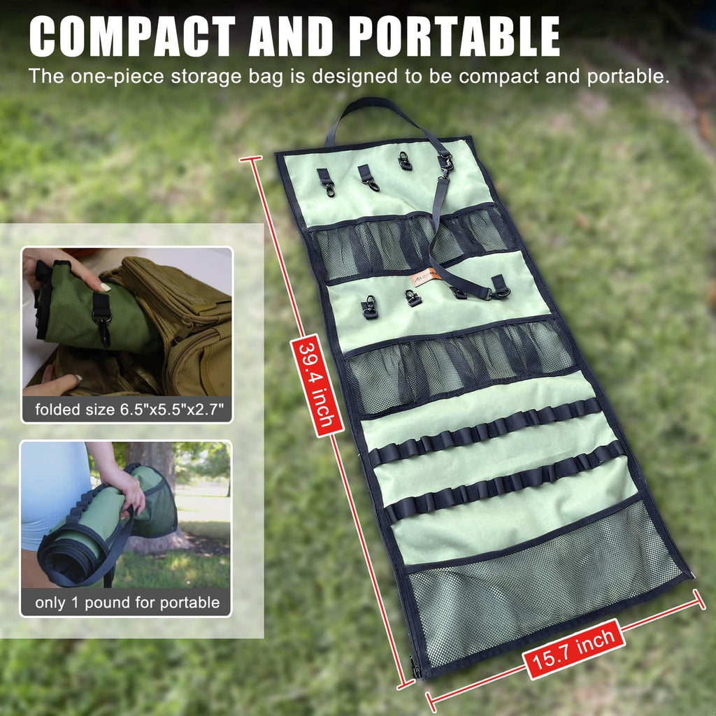 Camping Hanging Organizer - Ayamaya Tent Organizer For Inside With Campsite Storage Straps & Mesh Pockets & Hanging Hooks For Ca