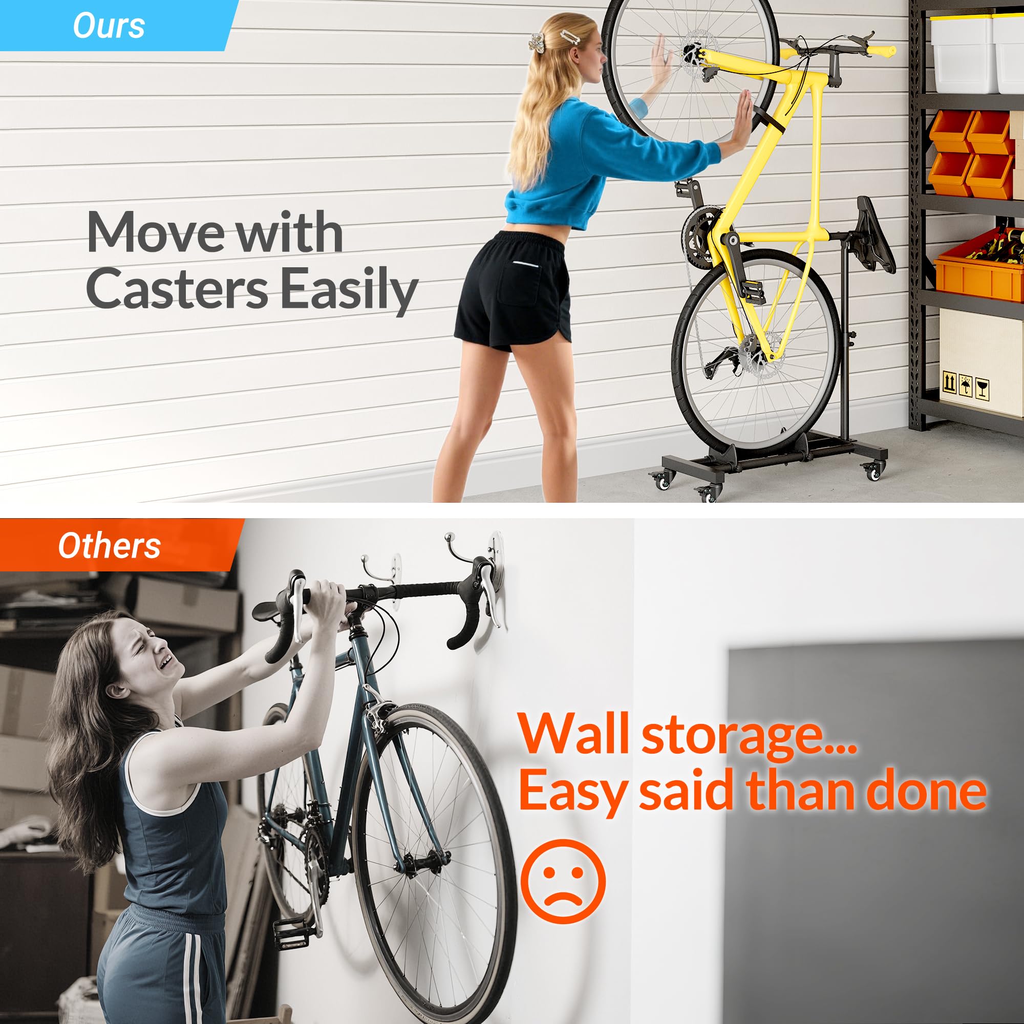Sttoraboks Vertical Bike Stand, Freestanding Bike Rack Garage Storage Upright Bicycle Floor Stand Indoor Bike Holder with Adjust