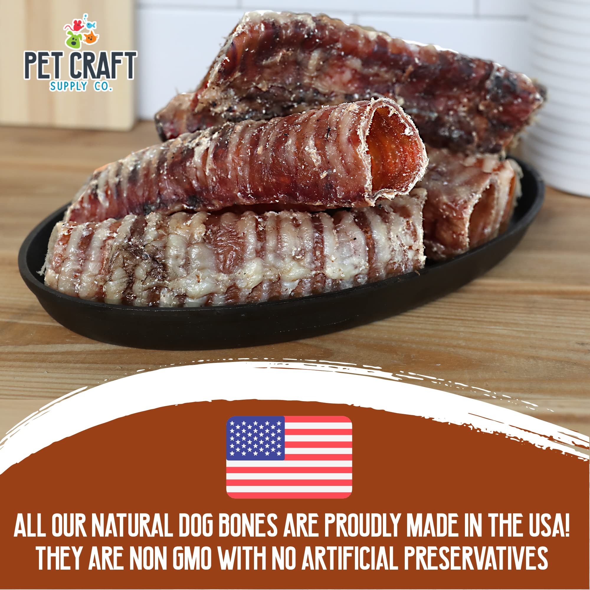 Pet Craft Supply All Natural Healthy Beef Trachea Bones Dog Chews Treats For Aggressive Chewers Long Lasting Rawhide Free Made I