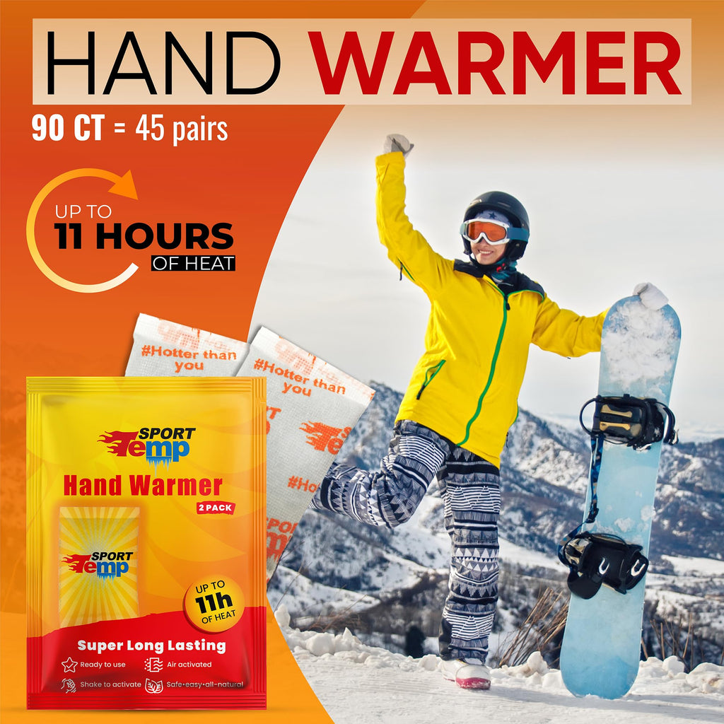 Odorless Hot Hand Warmer (45 Pairs) - Up To 11 Hours Of Heat, Super Long Lasting - Easy, All Natural - Air Activated, For Body&