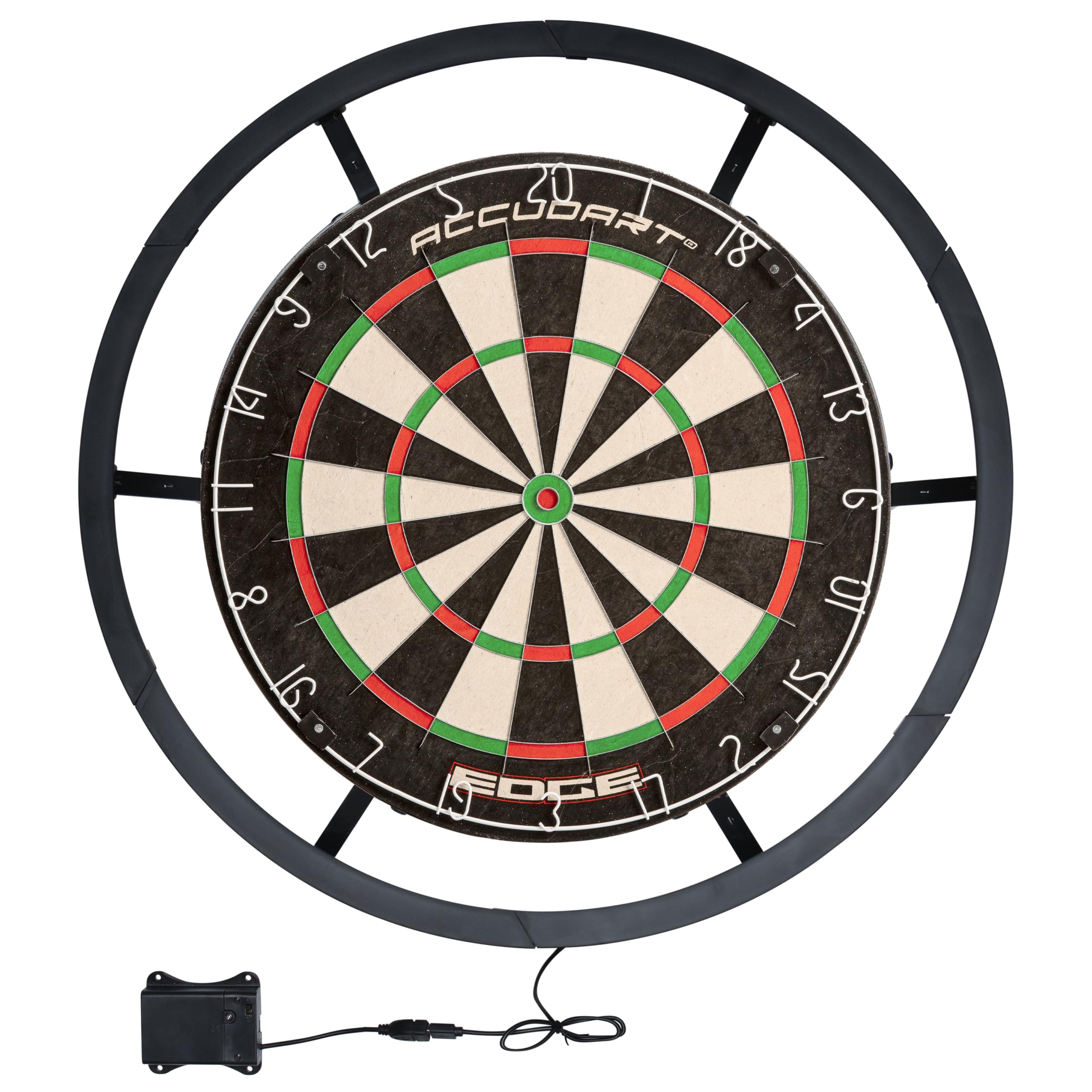 Accudart Vortex LED Surround - Tournament Style - 360 Degree Bright LED Lighting - Fits Traditional 18 Boards - Attaches Togethe