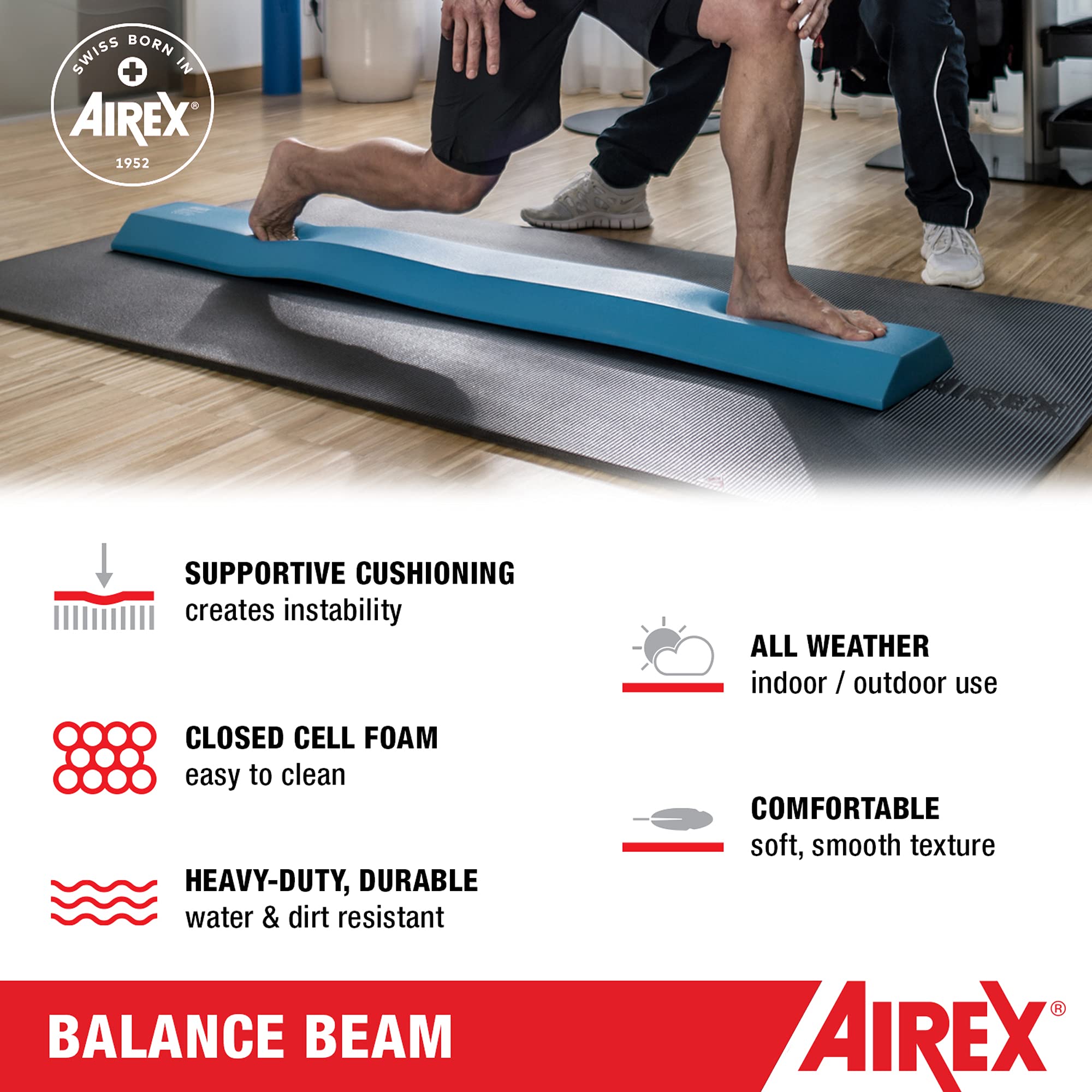 Airex Balance Beam - Exercise Foam Pad Physical Therapy, Gymnastics, Kids, Yoga, Mobility Rehabilitation Stability Mat Strength