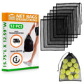 12 PCs Mesh Laundry Bags - 13x15.5 Inch Black Washable Nylon Bags Set - Reusable Mesh Bag for Swimwear, Delicates, Sports Gear, 