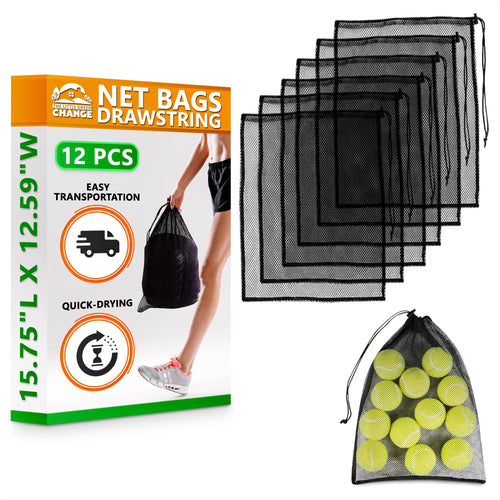 12 PCs Mesh Laundry Bags - 13x15.5 Inch Black Washable Nylon Bags Set - Reusable Mesh Bag for Swimwear, Delicates, Sports Gear, 