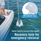 13Lb Heavy Boat Anchor Kit Fluke Anchor With Anchor Chain And Boat Anchor Rope Set For 20' - 32' Foot Including Boat Anchors For