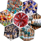 Pack Of 4 Cheerleading Pom Poms Foil Plastic Metallic Cheerleader Pom Poms For Cheer Sport Kids Adults Team Spirit Cheering (Red