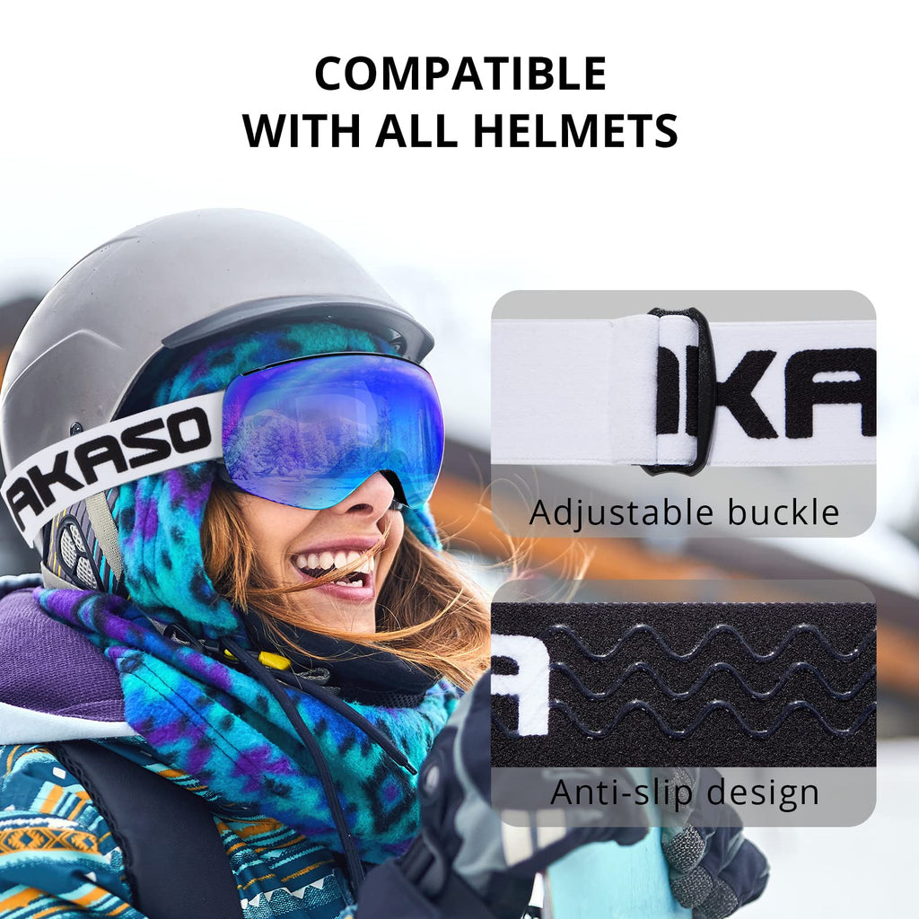 Akaso Otg Ski Goggles, Snowboard Goggles, Mag-Pro Magnetic Interchangeable Lenses, Snow Goggles For Men & Women