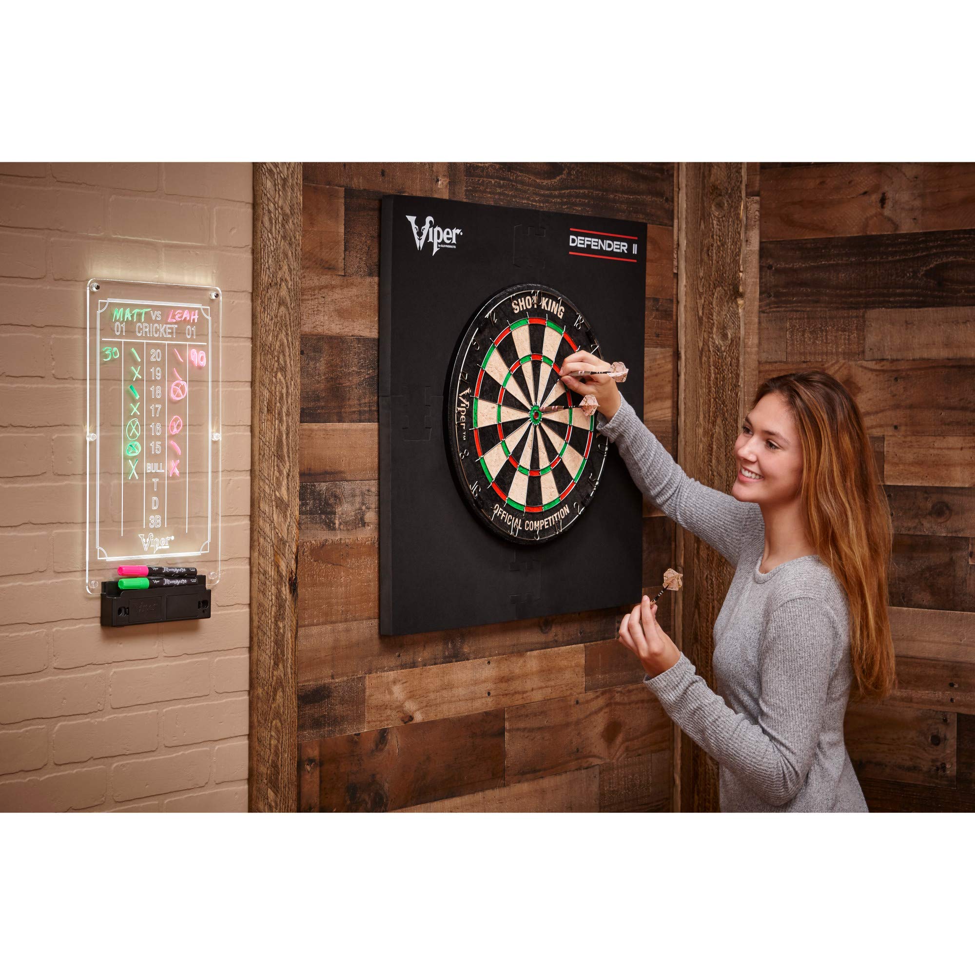 Viper Illumiscore Plus+ See-Through Illuminated Back-Lit Dry Erase Dart Scoreboard, Large (19.50'' L X 10.00'' W), Black