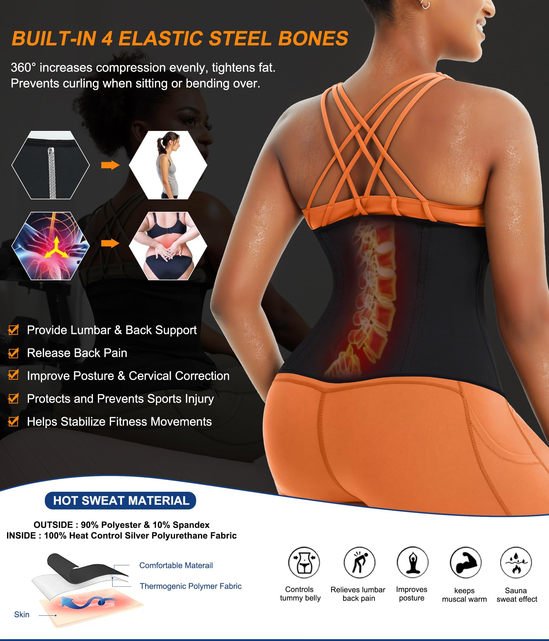 Traininggirl Women Waist Trainer Trimmer Corset Weight Loss Tummy Wrap Workout Belt Sweat Belly Band Sports Girdle Sauna Suit