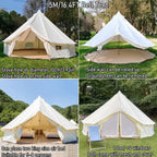 Latourreg Outdoor Luxury Waterproof 3M/4M/5M/6M Oxford Bell Tent With Zipped Detachable Groundsheet (White Oxford Cloth, 4M Bell