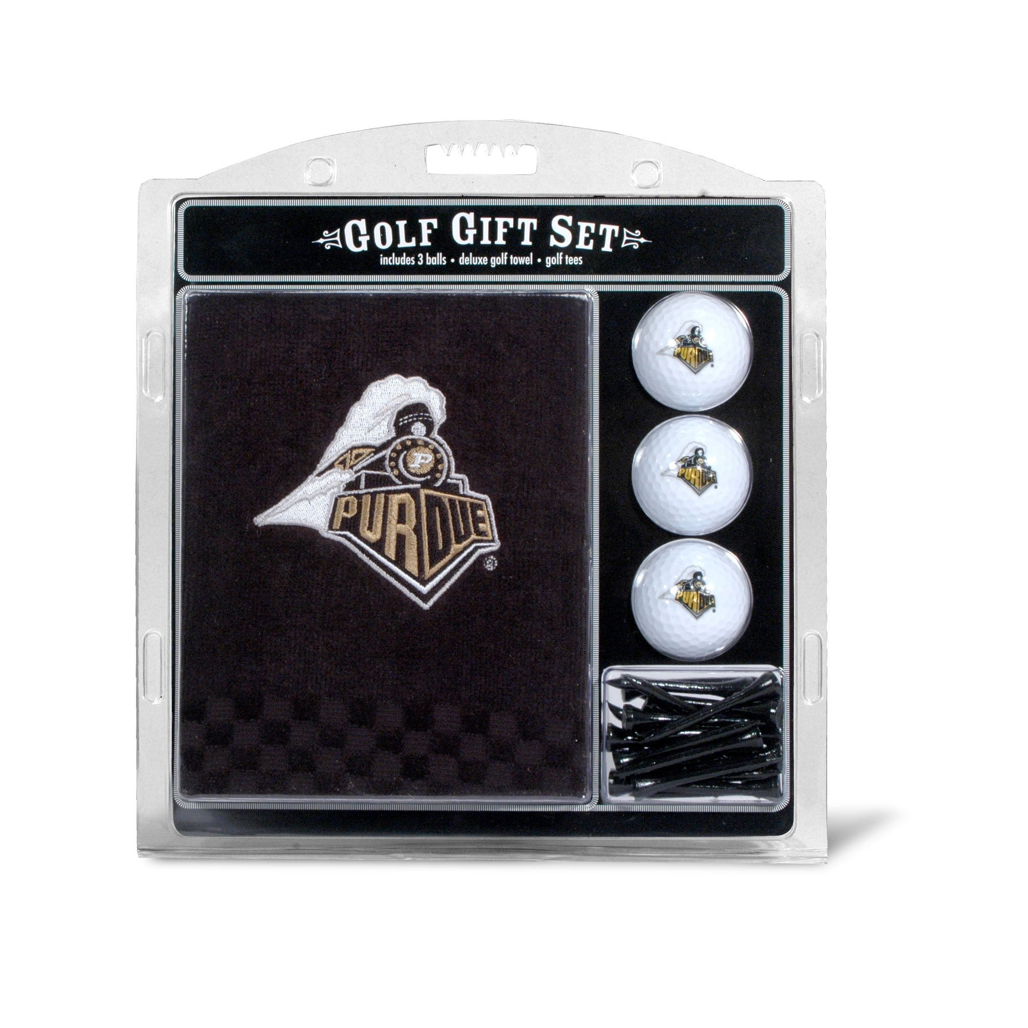 Team Golf Ncaa Purdue Boilermakers Gift Set: Embroidered Golf Towel, 3 Golf Balls, And 14 Golf Tees 2-3/4'' Regulation, Tri-Fold