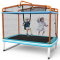 Giantex 6Ft Kids Trampoline with Swing and Horizontal Bar, ASTM Approved Small Trampoline with Net, L-Shaped 2 Way Zippers, Indo