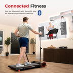 Sunny Health & Fitness Smart Slim Treadmill, Under Desk/Office, Walking Pad with Arm Exerciser Trekking Poles, Full Body Workout
