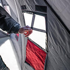 Eskimo QuickFish 6HD, Pop-Up Portable Shelter, No-Trip Door, Red/Black, Fully Insulated, Deluxe Ice Anchors, Six Person, Ice Fis