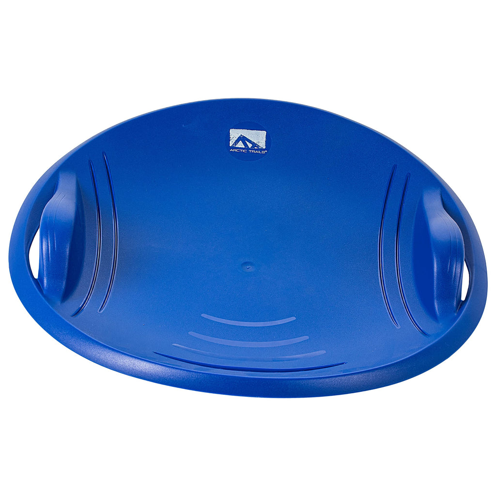 Franklin Sports Kids Saucer Sled - Arctic Trails Round Plastic Snow Sled For Kids - Single Rider 1 Person - Heavy Duty Plastic S