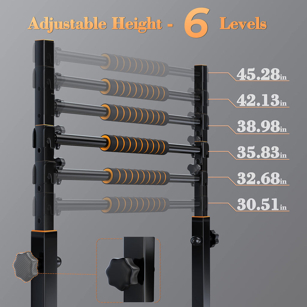 Sportsroyals Dip Bar, Adjustable Parallel Bars For Home Use, Dip Station With 6 Height Level & 1200Lbs Weight Limit
