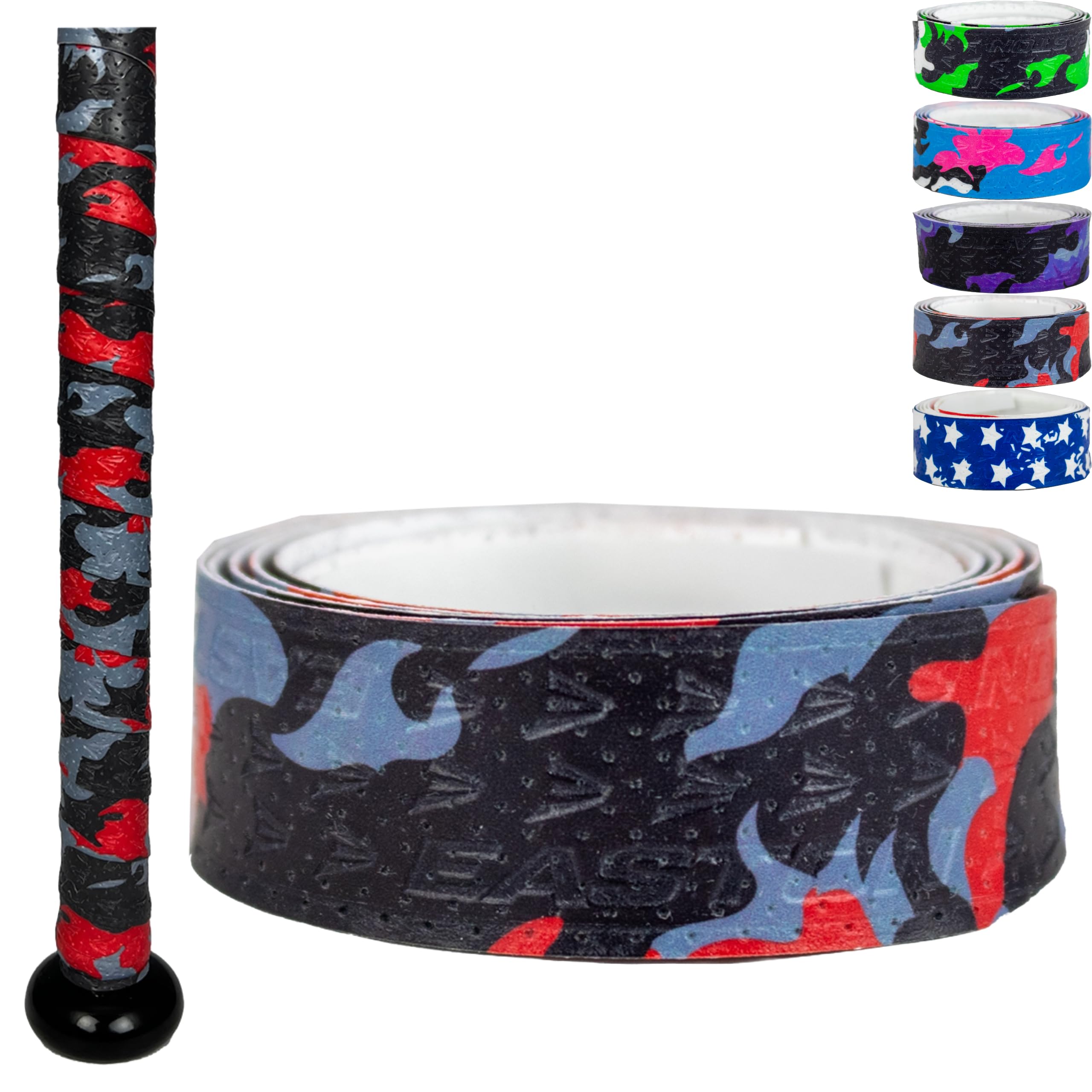 Easton | 1.10mm Flow Tack Bat Grip | Baseball / Softball | Red & Black Camo