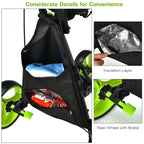 Gymax Folding Golf Push Cart, Height Adjustable Portable Caddy Cart With Umbrella Holder, Waterproof Bag, Built-In Cooler & Foot