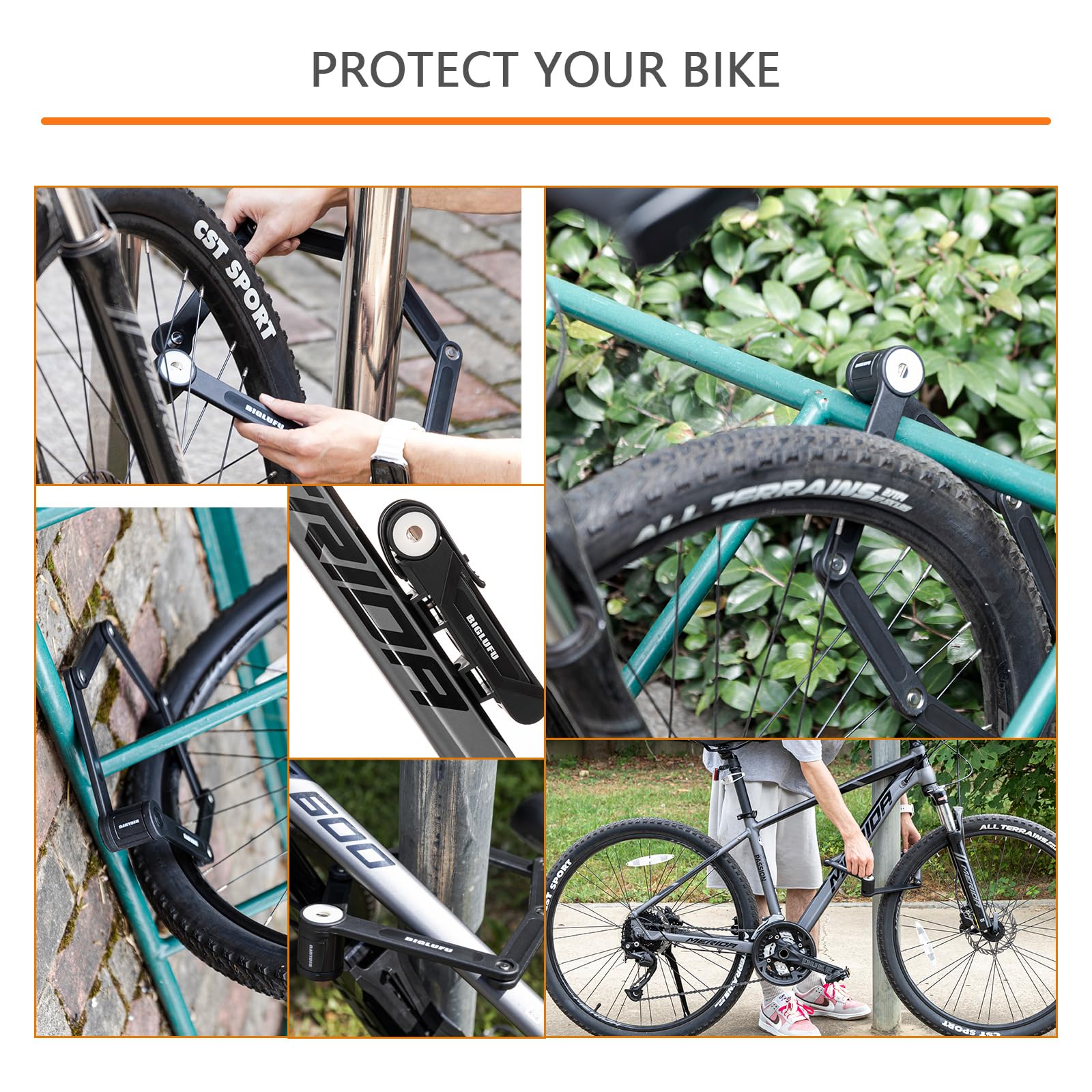 Biglufu Bike Lock Bicycle Scooter Motorcycle Folding Locks With 4Keys, Fold Chain Heavy Duty Alloy Steel Foldable Lock With Moun