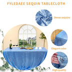 Fyledaee Sequin Tablecloth Square Baby Blue 90X90 Inch Glittering Shimmer Tablecloth For Wedding Baby Shower Birthday Party Dinn