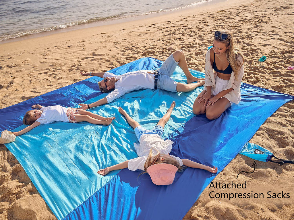Wekapo Beach Blanket Sandproof, Extra Large Oversized 10'X 9' For 2-8 Adults, Big & Compact Sand Free Mat Quick Drying, Lightwei