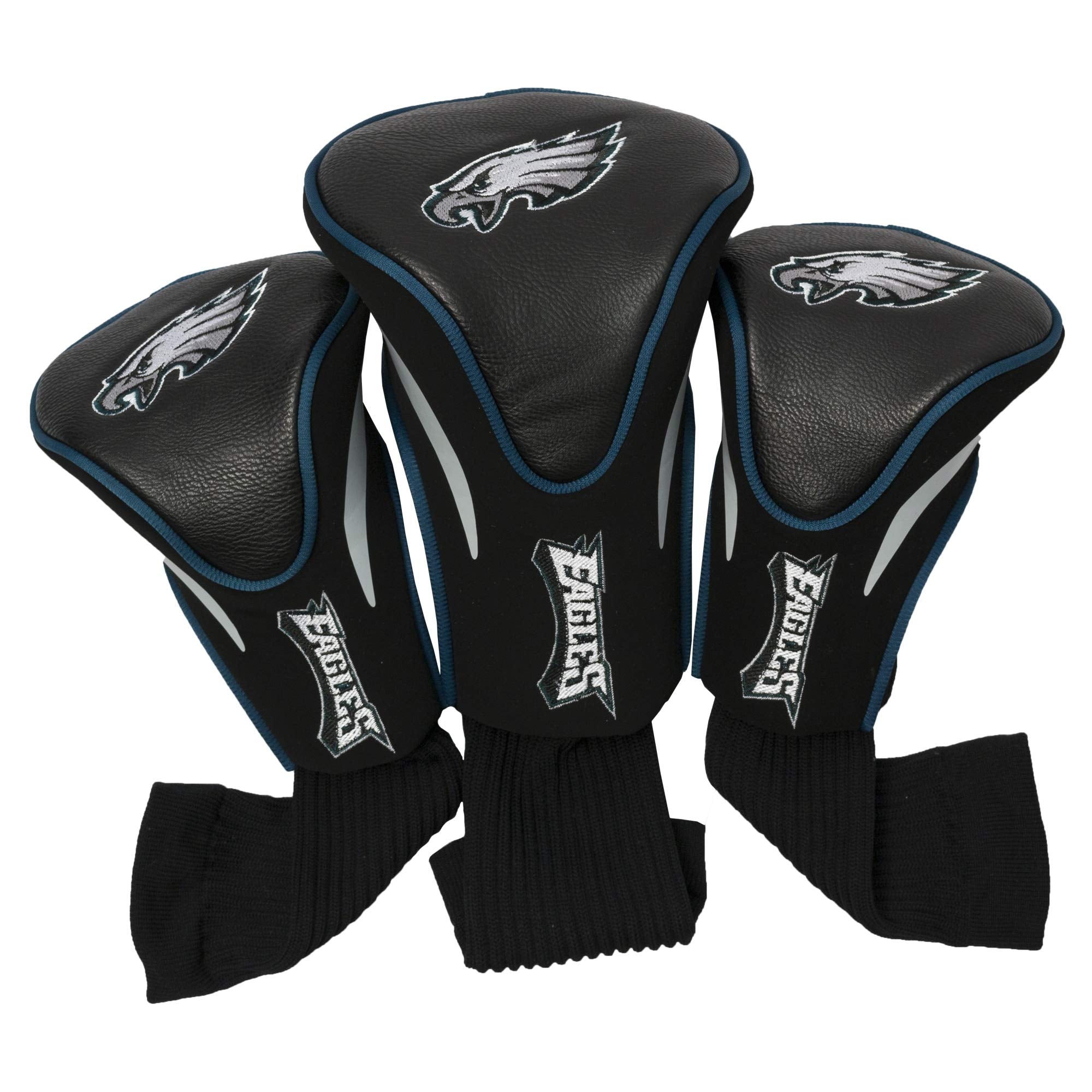 Team Golf Nfl Philadelphia Eagles Contour Golf Club Headcovers (3 Count) Numbered 1, 3, & X, Fits Oversized Drivers, Utility, Re
