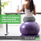 Gaiam Essentials Balance Ball & Base Kit, 65Cm Yoga Ball Chair, Exercise Ball With Inflatable Ring Base For Home Or Office Desk,