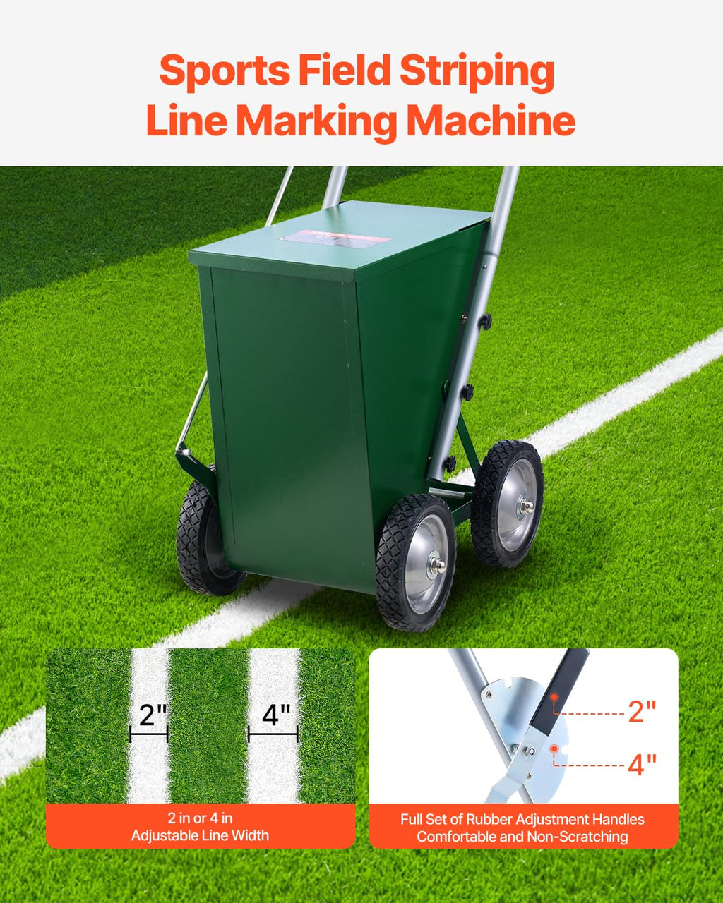 Vevor 50 Lbs Dry Line Marker For Baseball & Softball, Adjustable 2 Or 4 Inch Chalk Line Machine, Wheeled With Rubber Handle, Lar