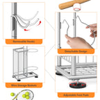 Garage Ball Storage Sports Equipment Organizer 7 Tier Basketball Rack Display Stand With Baskets And Hooks Freestanding Indoor &