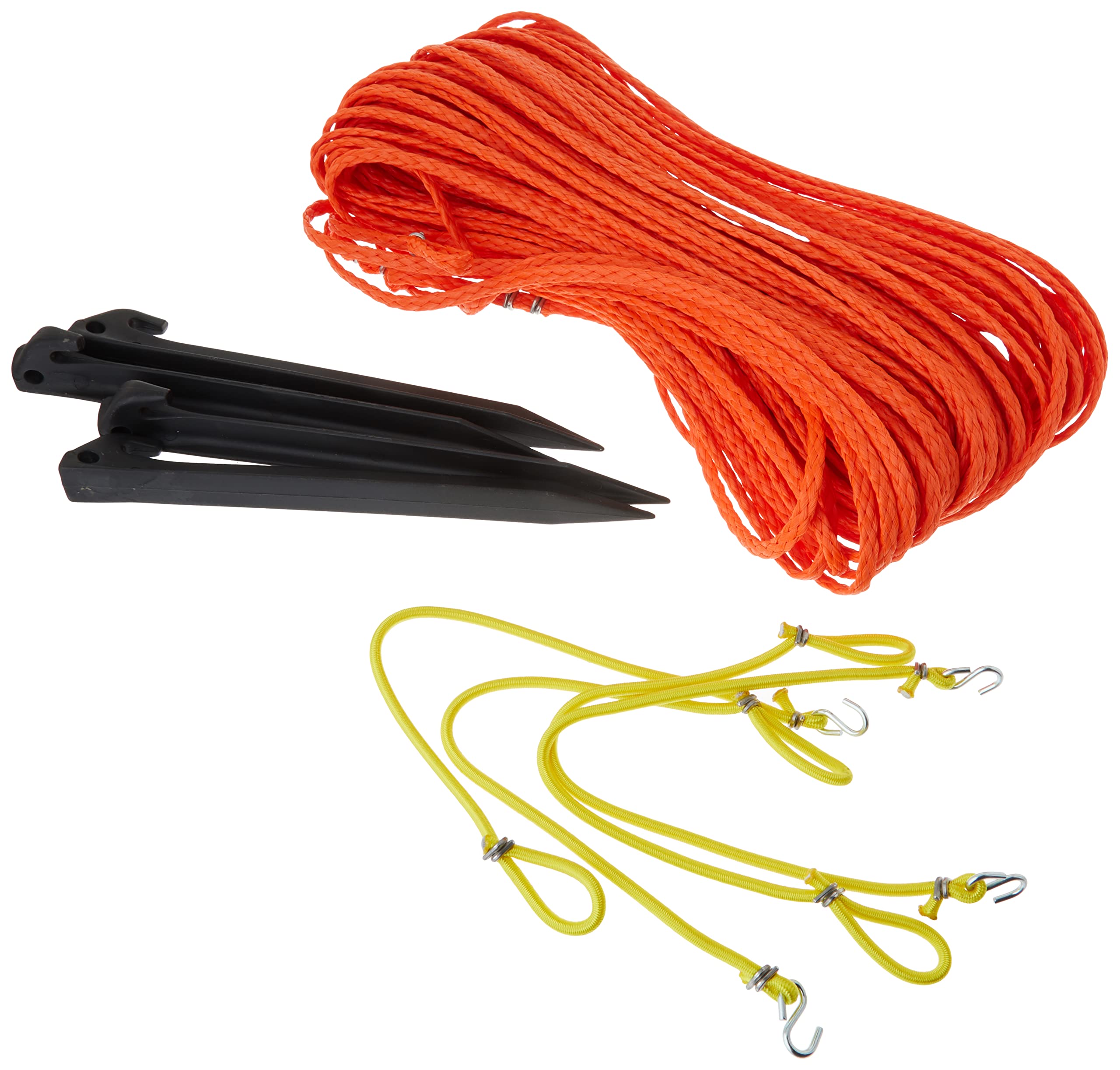 Park & Sun Sports Outdoor Volleyball Boundary Poly Cord Rope with Ground Stakes: 1/4 Wide Court Line Marker, Orange, Blue