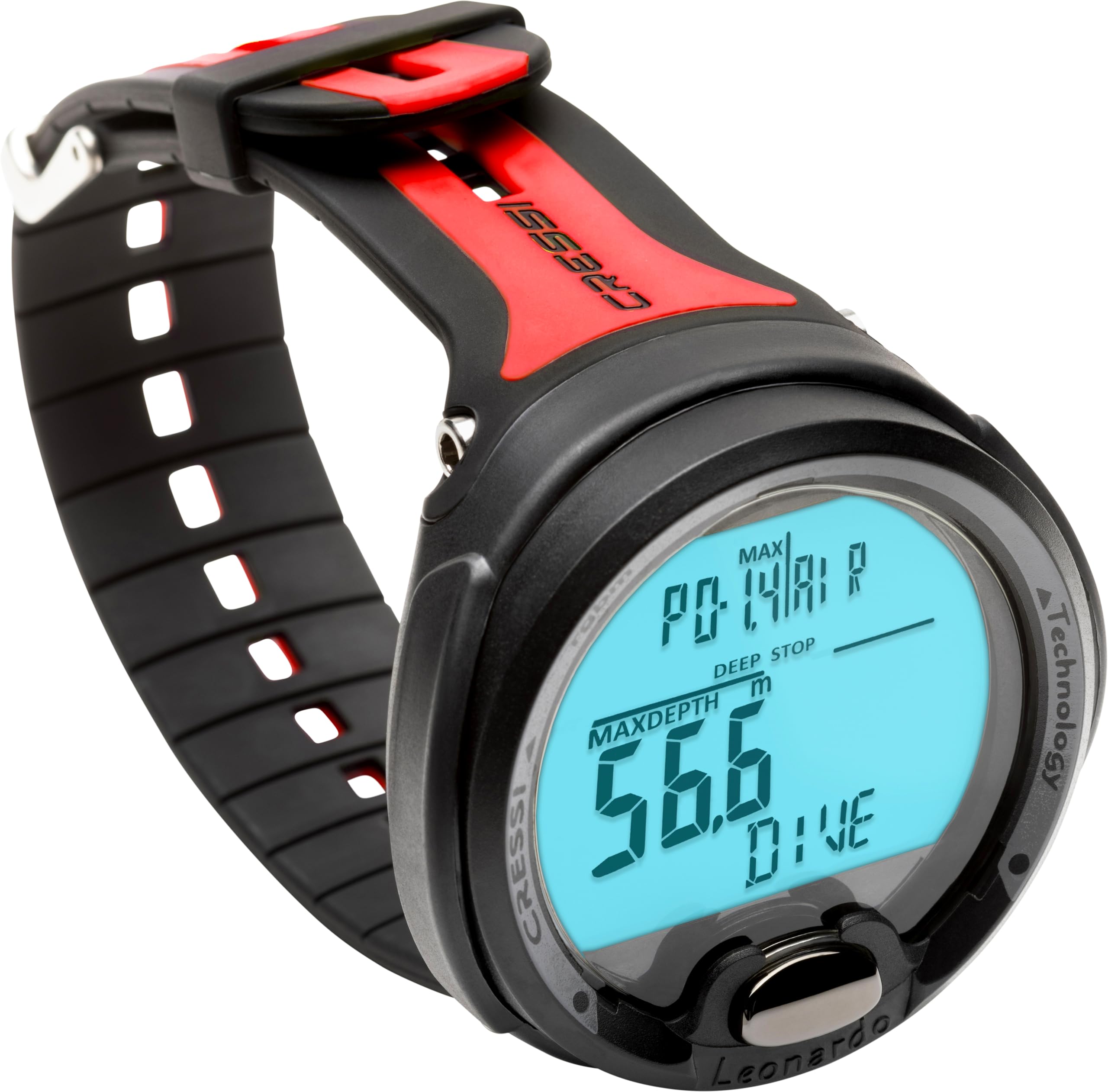 Cressi Leonardo 2.0 Dive Computer - Black/Red - Backlit & Water Resistant Dive Watch - Nitrox & Gauge Diving Computer - Sport Wa