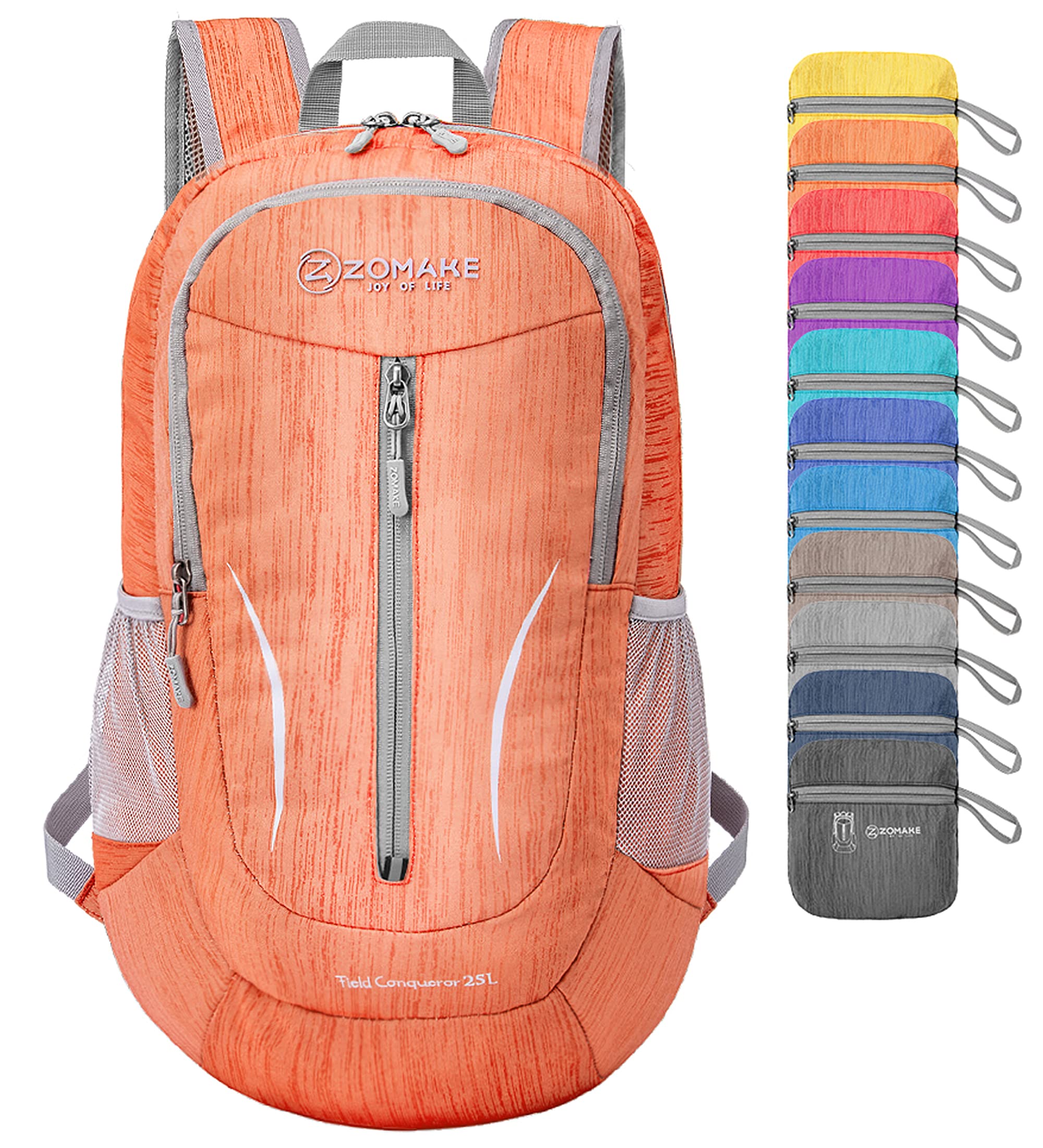 ZOMAKE 25L Ultra Lightweight Packable Backpack, Foldable Hiking Backpacks Water Resistant Small Folding Daypack for Travel(Orang