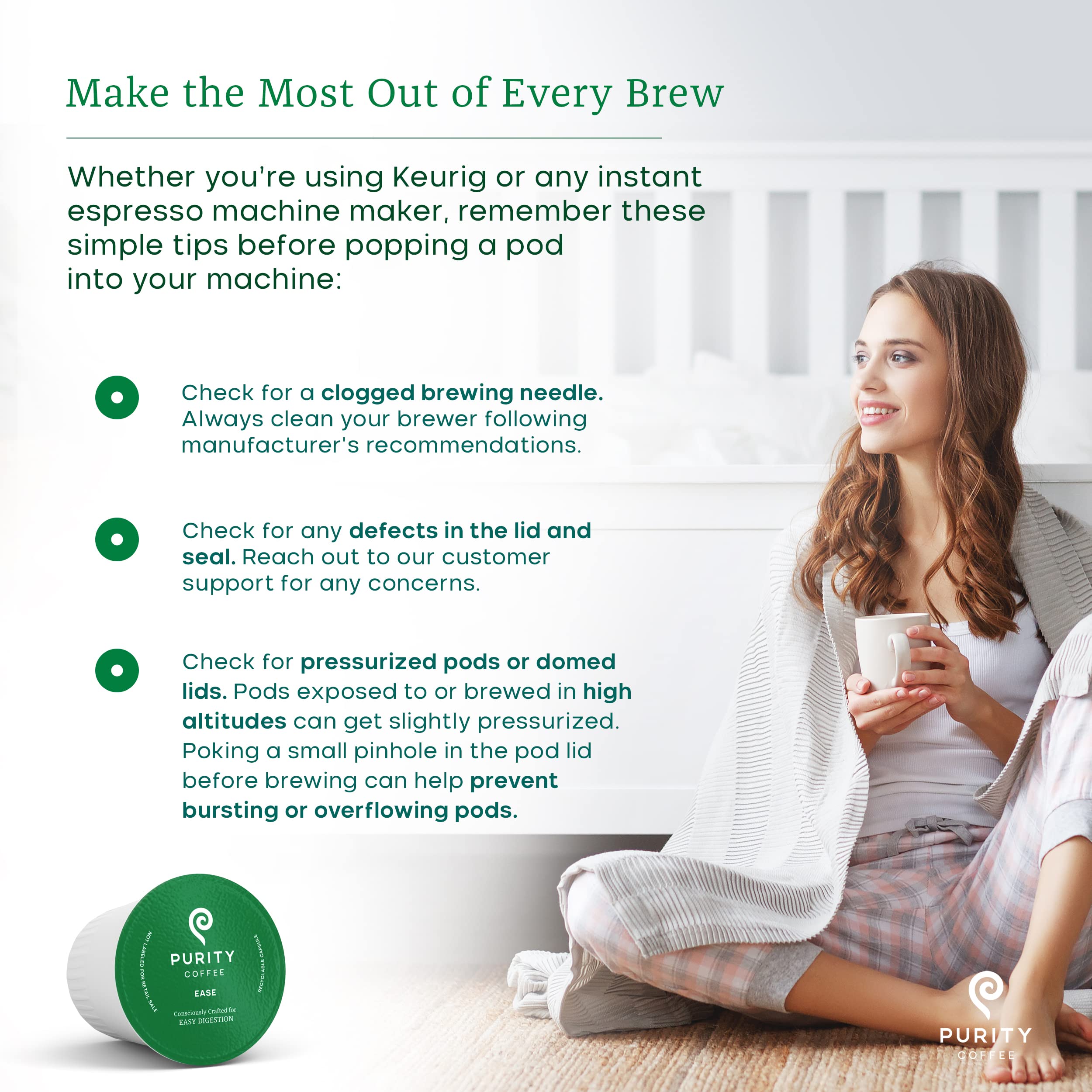 Purity Coffee Ease Dark Roast Low Acid Organic Coffee - Usda Certified Organic Specialty Grade Arabica Single-Serve Coffee Pods