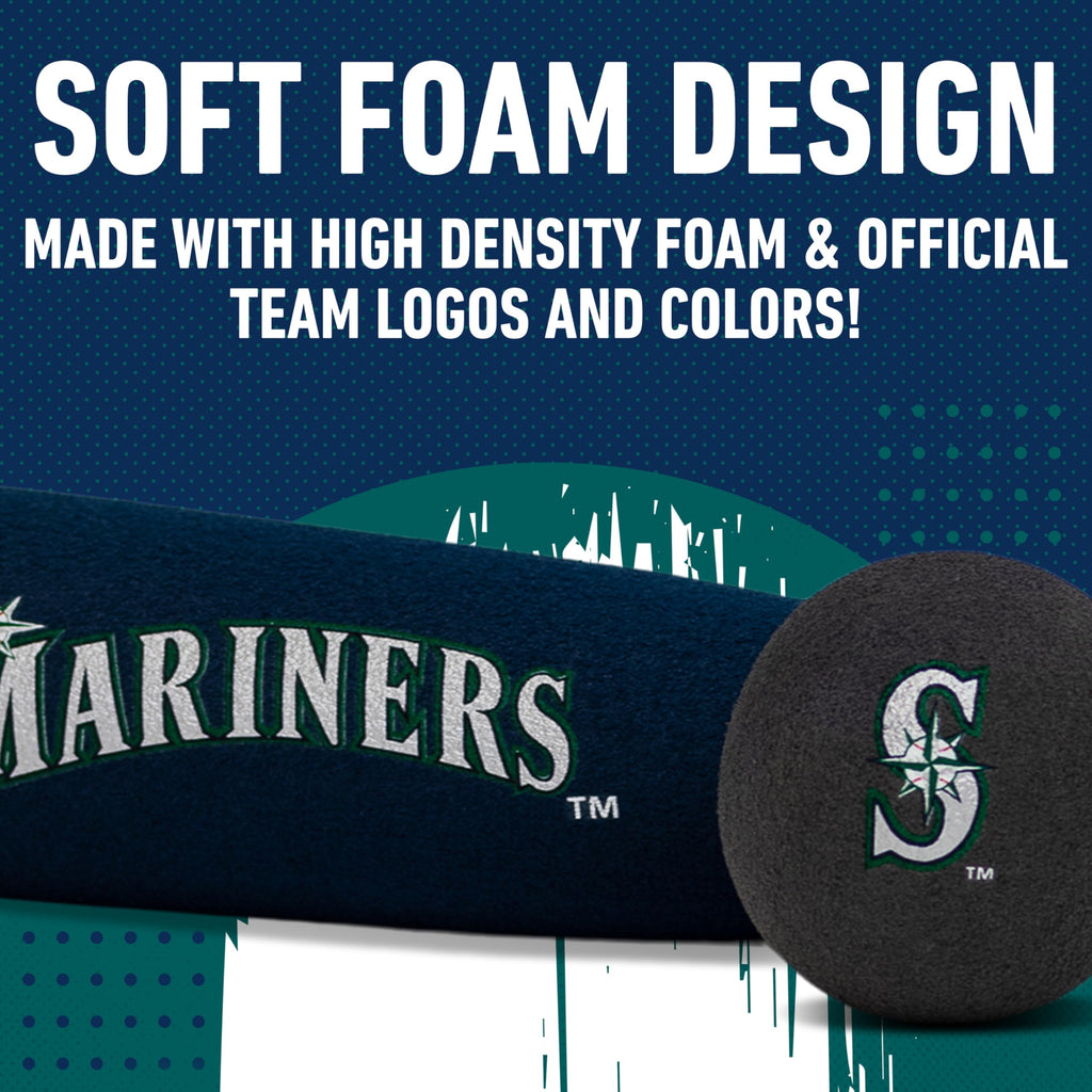 Franklin Sports Seattle Mariners Foam Bat & Ball Set - 21'' Soft Jumbo Team Baseball Bat And Ball Team Logo - Mlb Official Licen